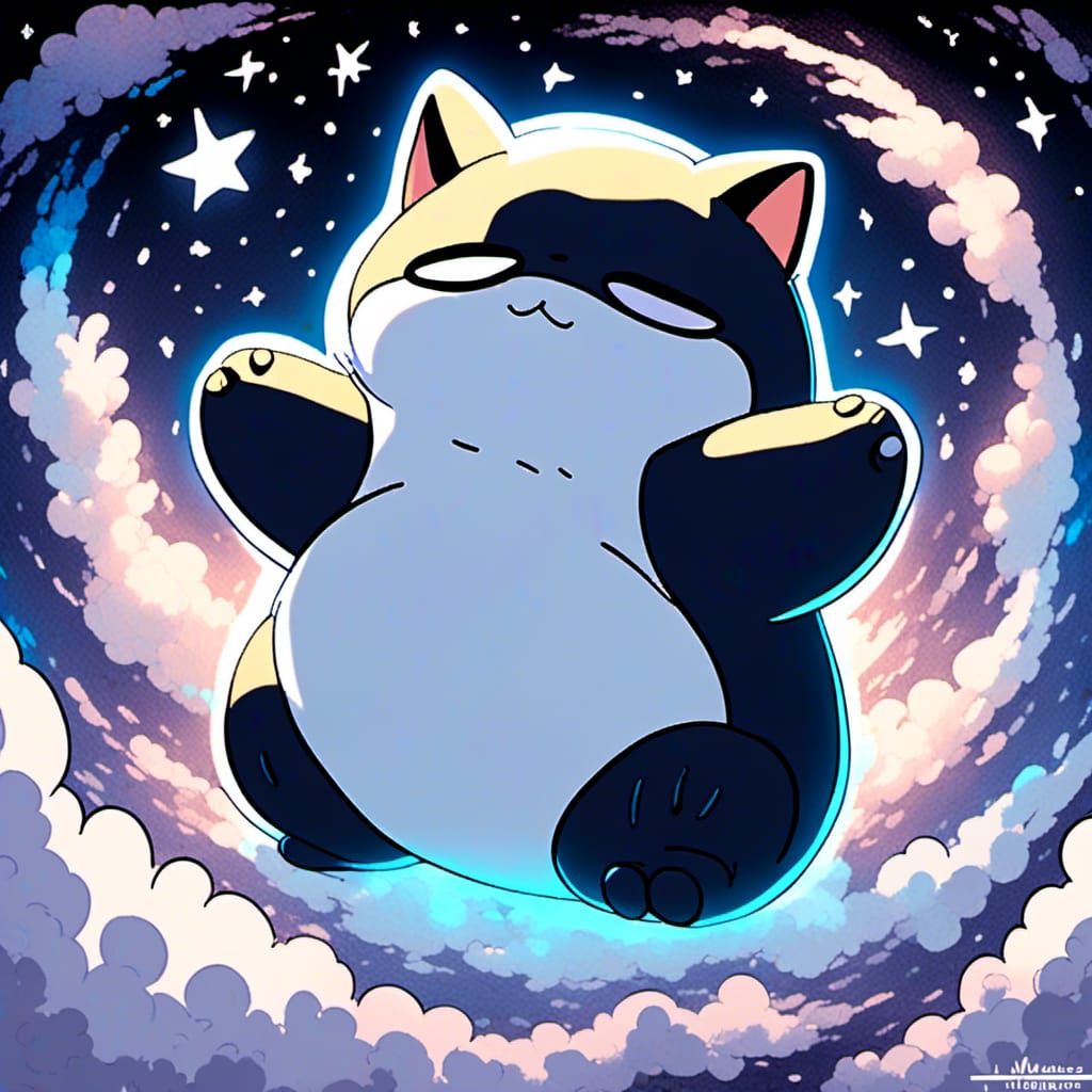 Galaxy Cat Plushie in Digital Art Style