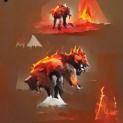 Magma Wolf Concept Art: Volcanic Fury