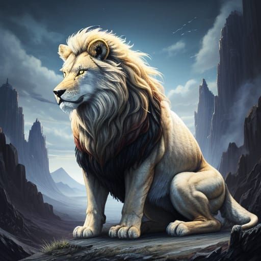 Majestic Wolf-Lion Hybrid Creature