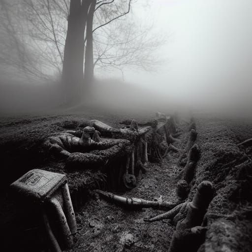 Lovecraftian Horrors in a WWI Trench Photograph