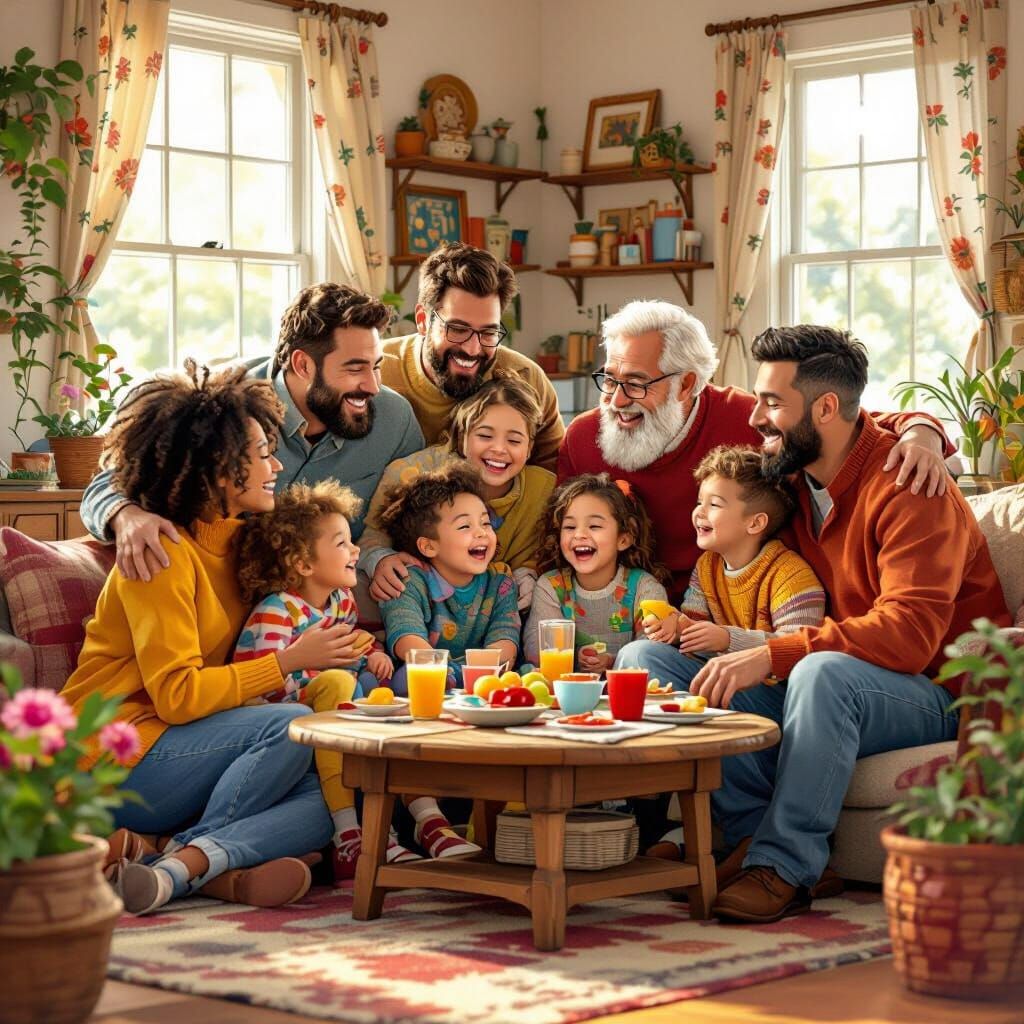 Joyful Family Gathering in Cozy Home