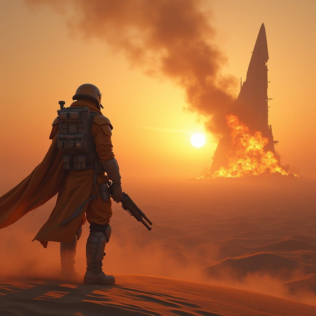 Cyberpunk Desert War Scene in Epic Digital Art