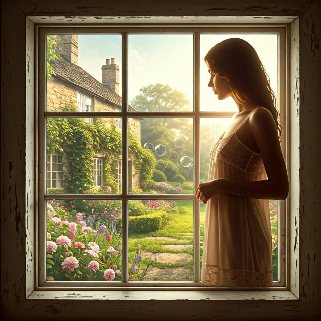 Ethereal Morning in a Rustic Cottage Garden