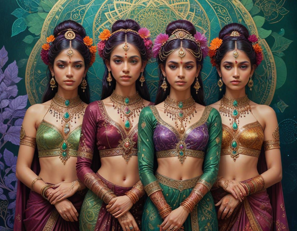 Ethereal Sisters in a Psychedelic Dreamscape