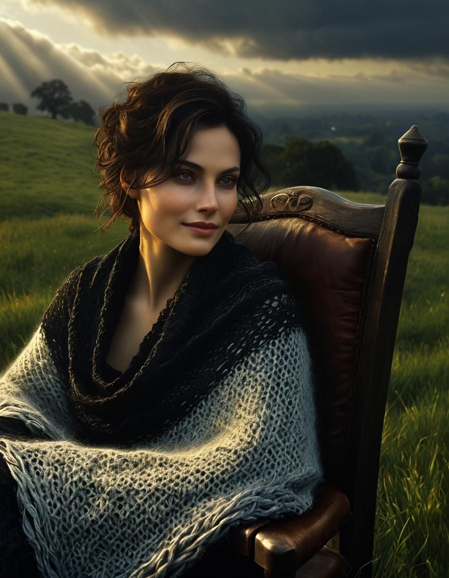 Renaissance Woman in Predawn Sunlight, Oil on Canvas