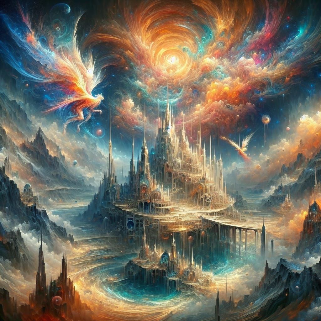 Fantastical Matte Painting in Deep Complementary Colors