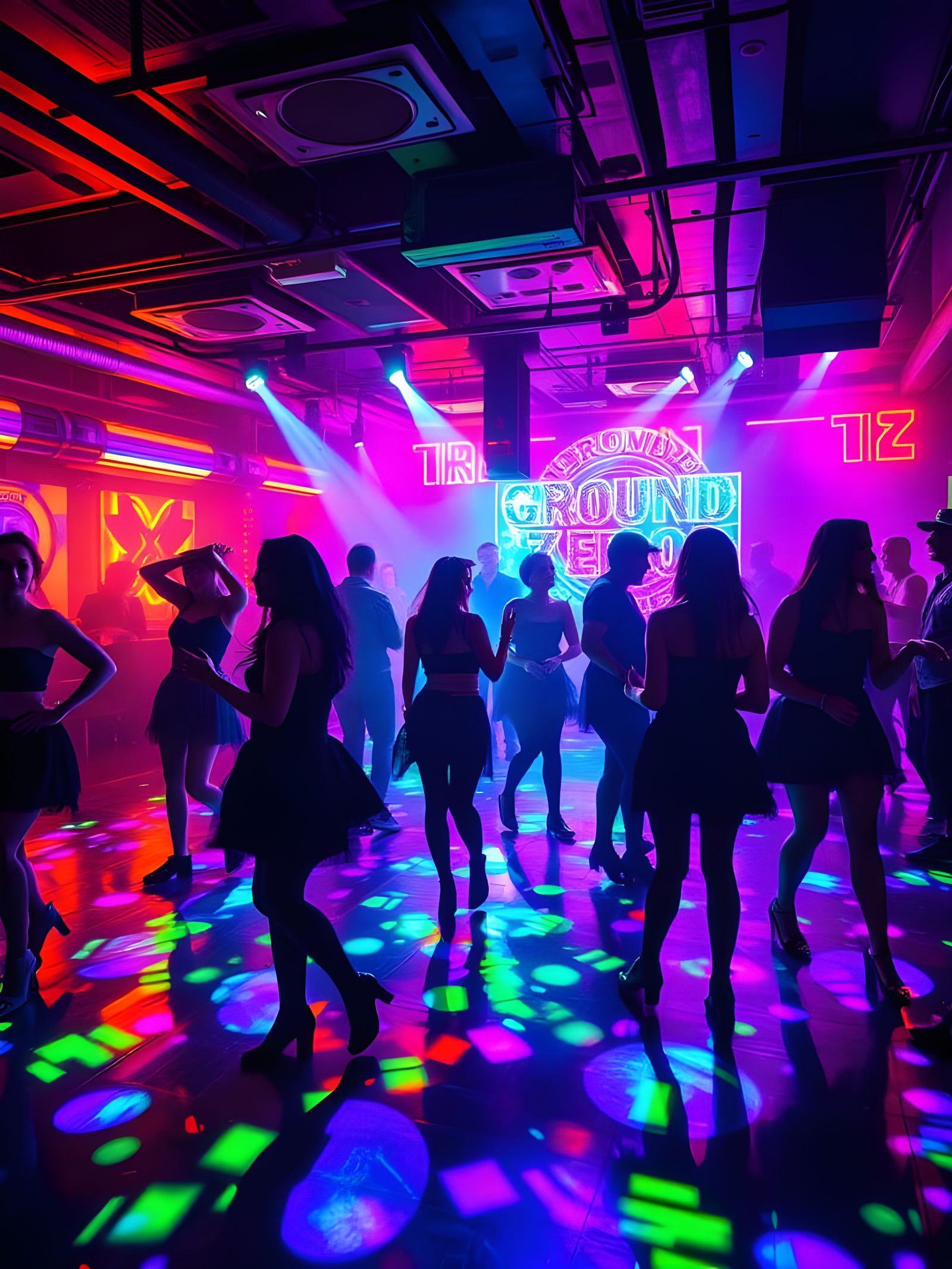 Goth Nightclub Dance Floor in Hyperrealistic Style