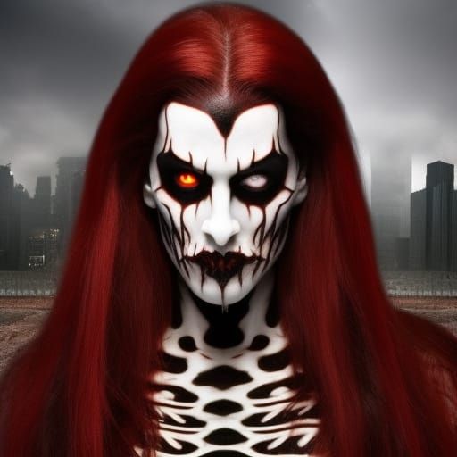 Hyperrealistic God-Like Figure in Bloody Twilight