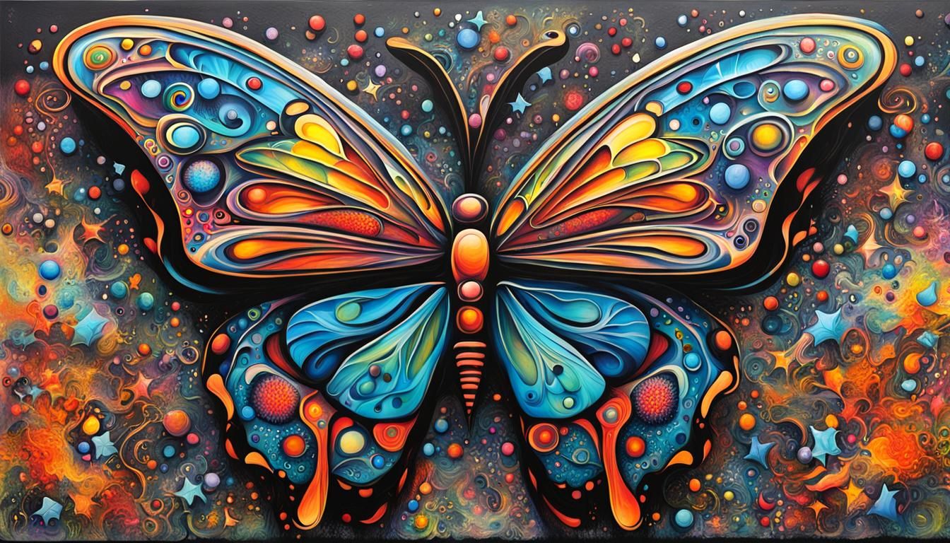 Butterfly Graffiti Art with Anthropomorphic Flora