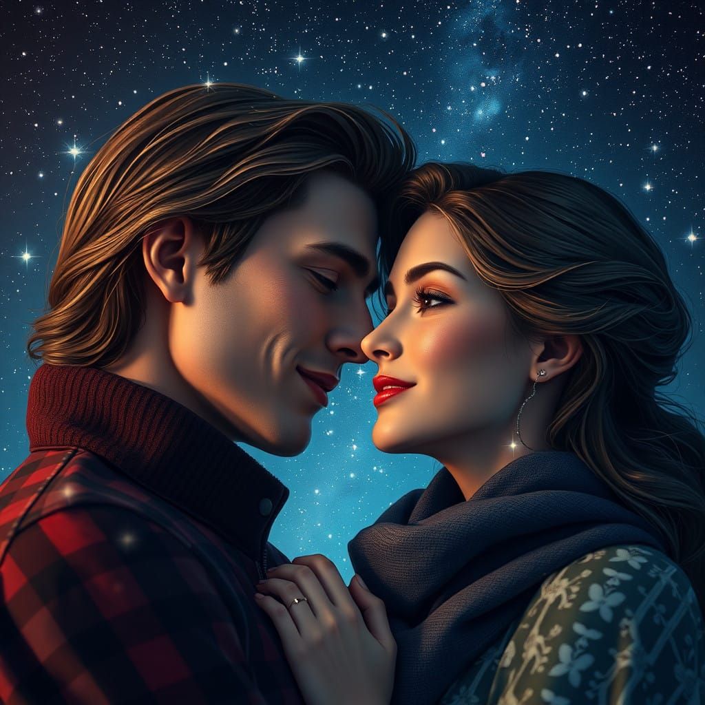 Romantic Couple Under Celestial Canvas