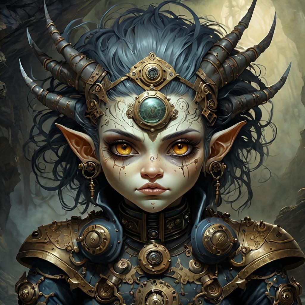 Clockwork Cyborg Gnome in McKernan-Brom Style