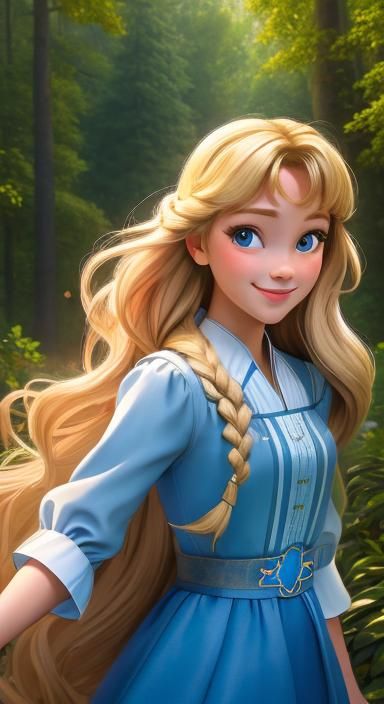 Princess Calla in Forest, Pixar Style