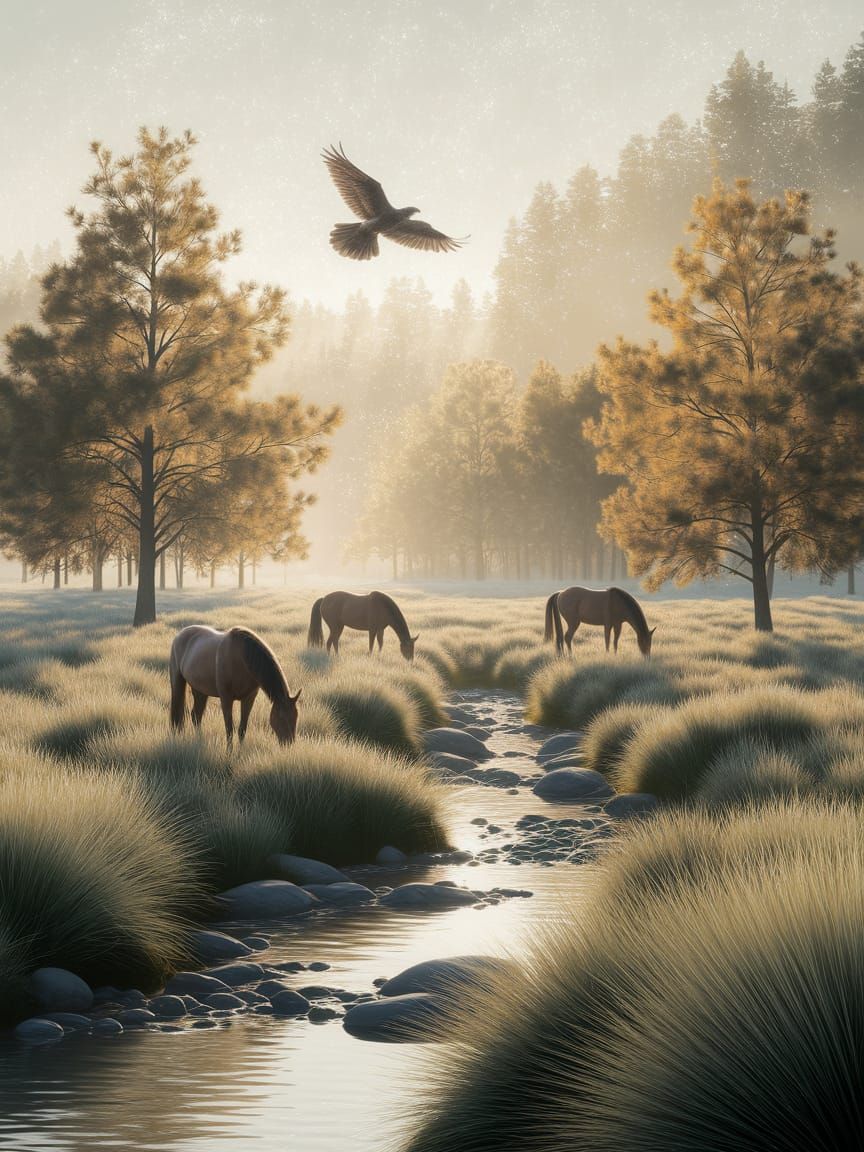 Golden Valley Elegance in Watercolor Style