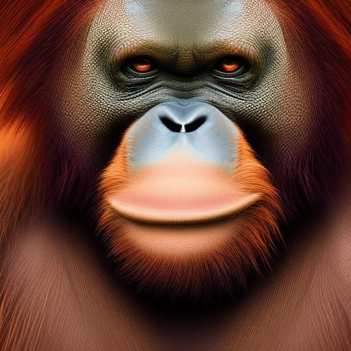 Detailed Orangutan Portrait in Splash Art Style