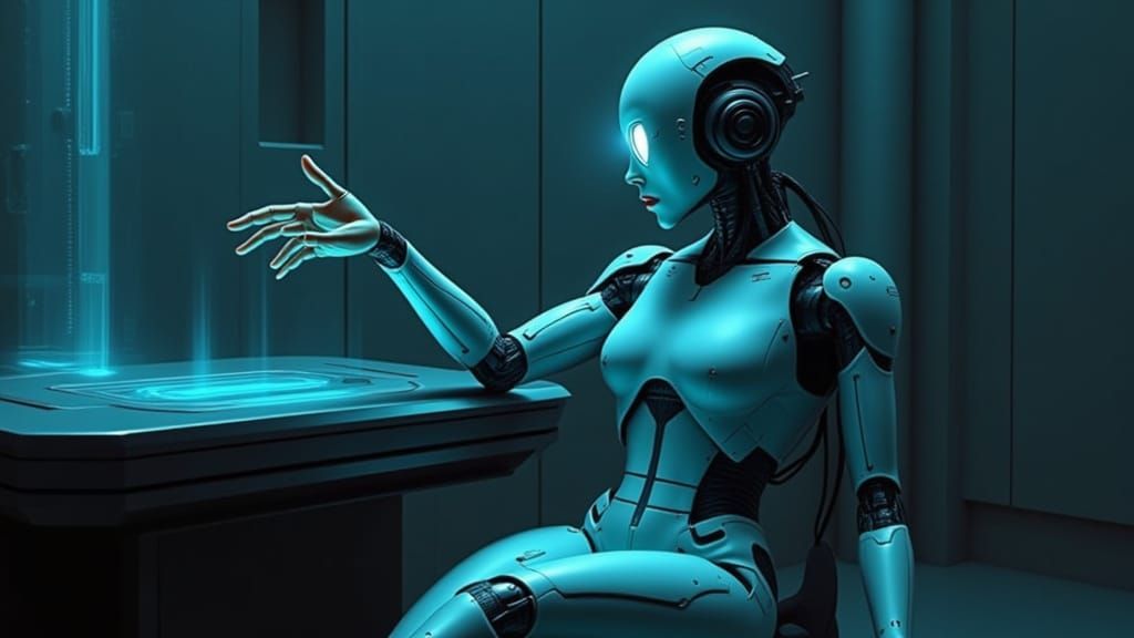 Android Longing in Blue Light: A Sci-Fi Portrait