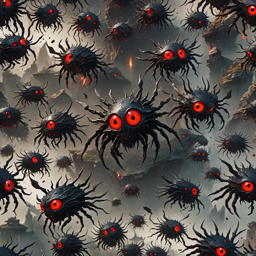 Intense Red Eyes in Detailed Matte Painting