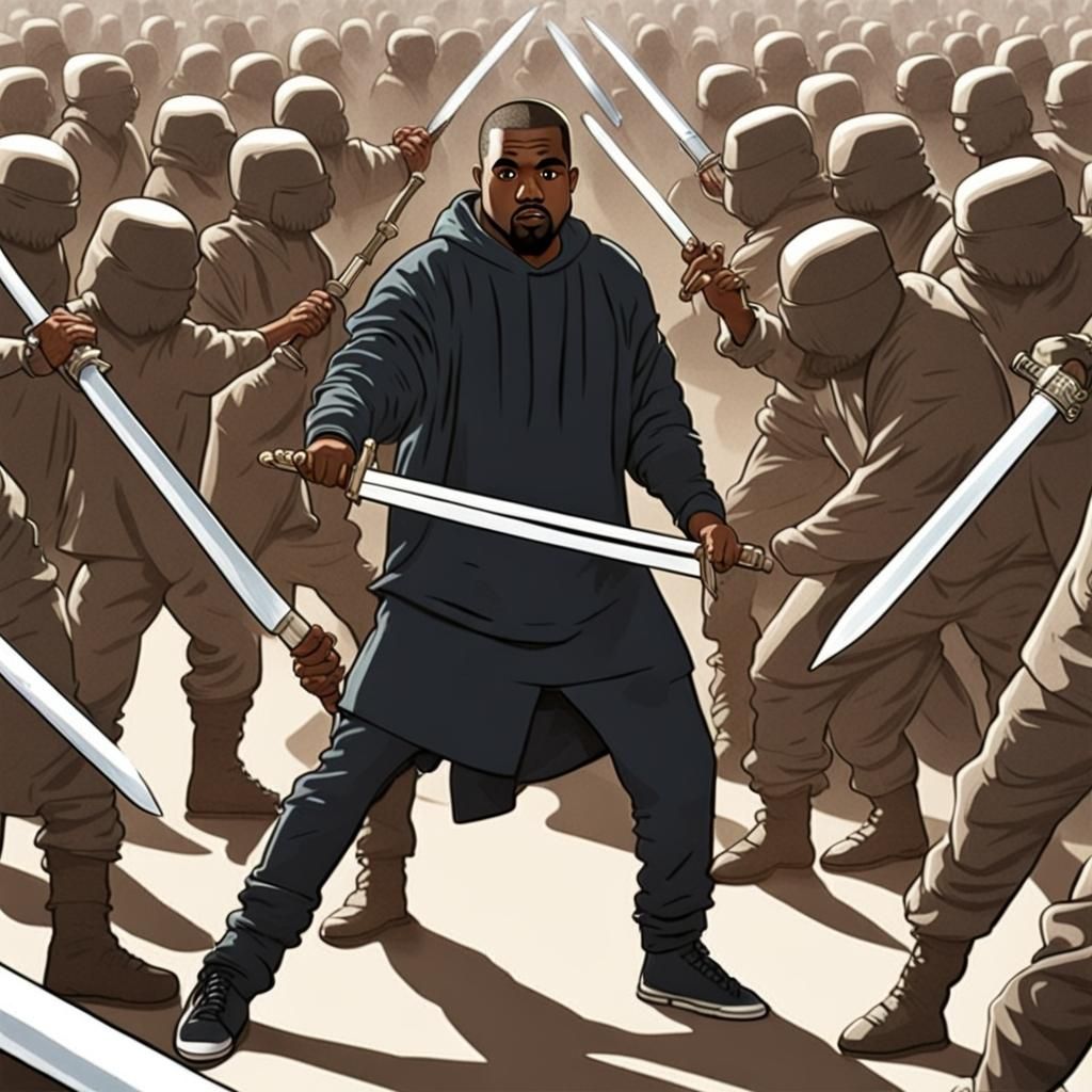 Kanye West Wielding a Sword