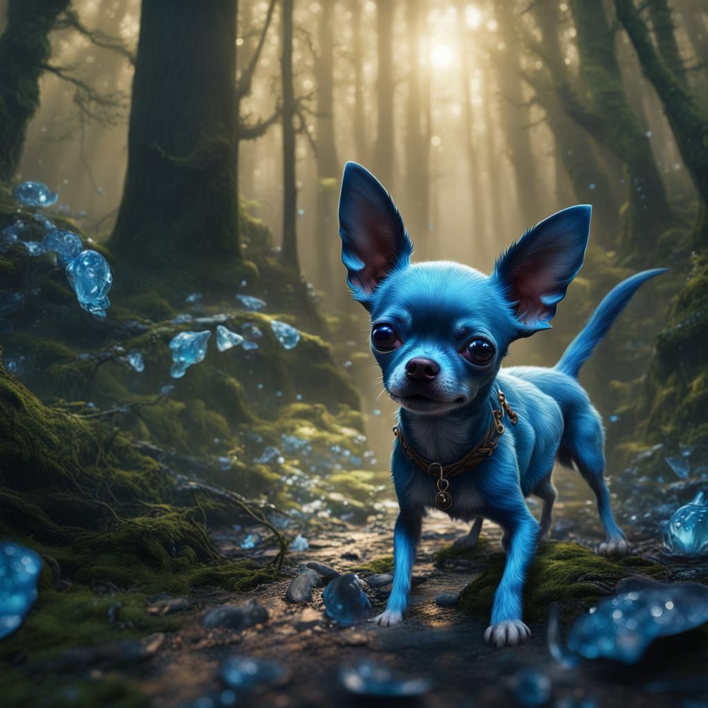 Lost Blue Chihuahua in Fantastical Forest