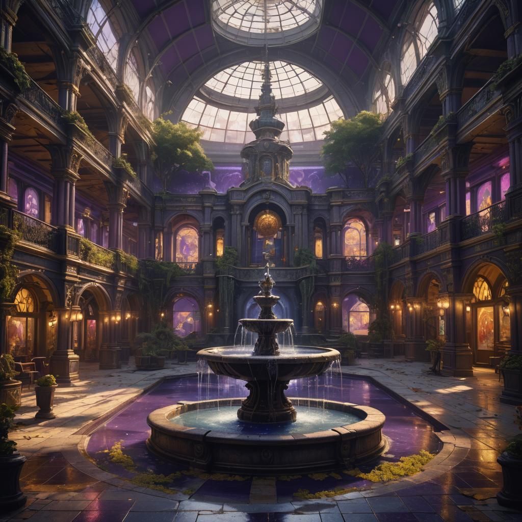 Ghost Mall Fountain: Dark Fantasy Concept Art