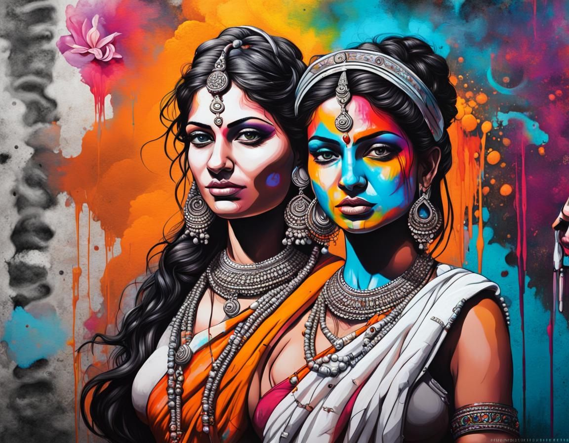 Parvati and Hindu Woman in Graffiti Art
