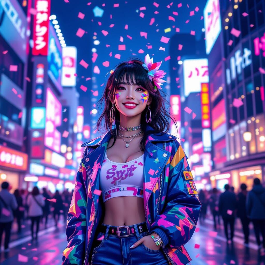J-Pop Idol in Neon Tokyo: Cyberpunk Style