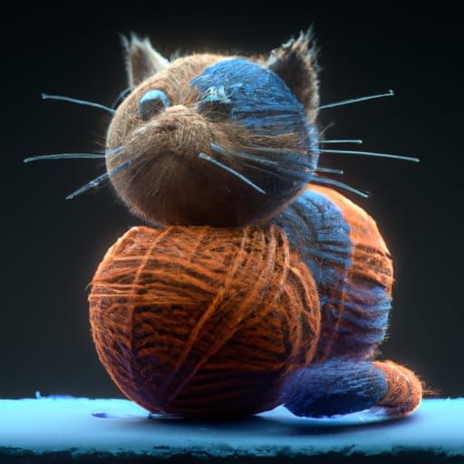 Yarn Cat: Detailed Fantasy Art