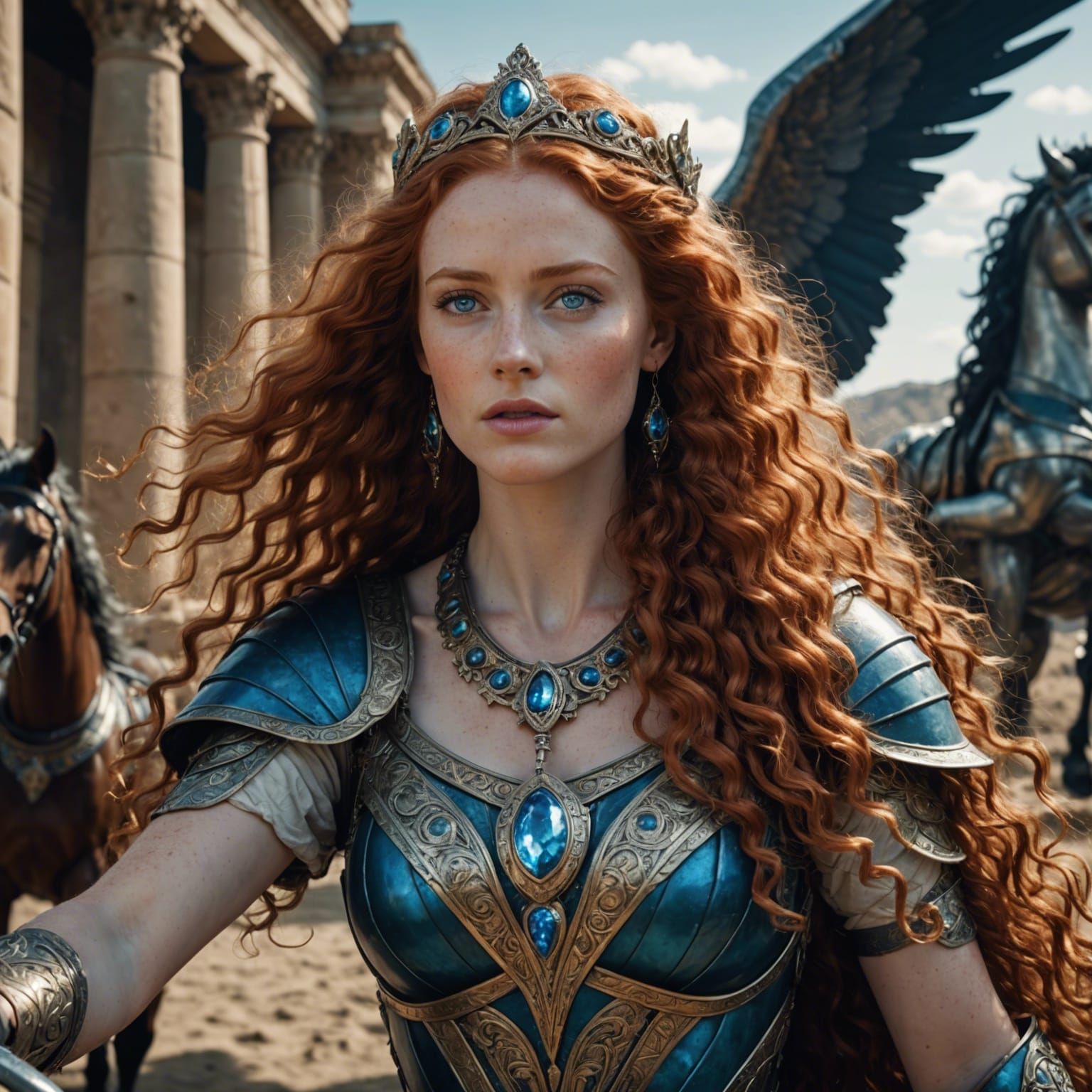 Goddess Arrives on Earth in Pegasus Chariot