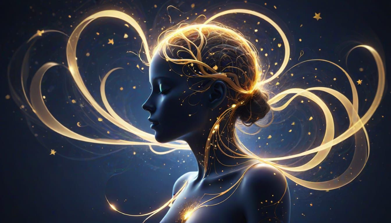 Energy of Thought: A Silhouette Bursting with Light