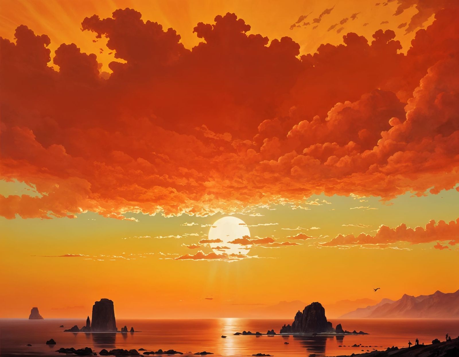 Epic Golden Hour Landscape Painting