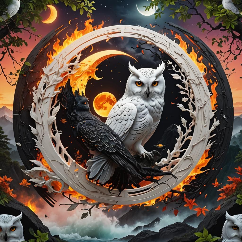 Silent Guardians: Duality in Black & White Feathers