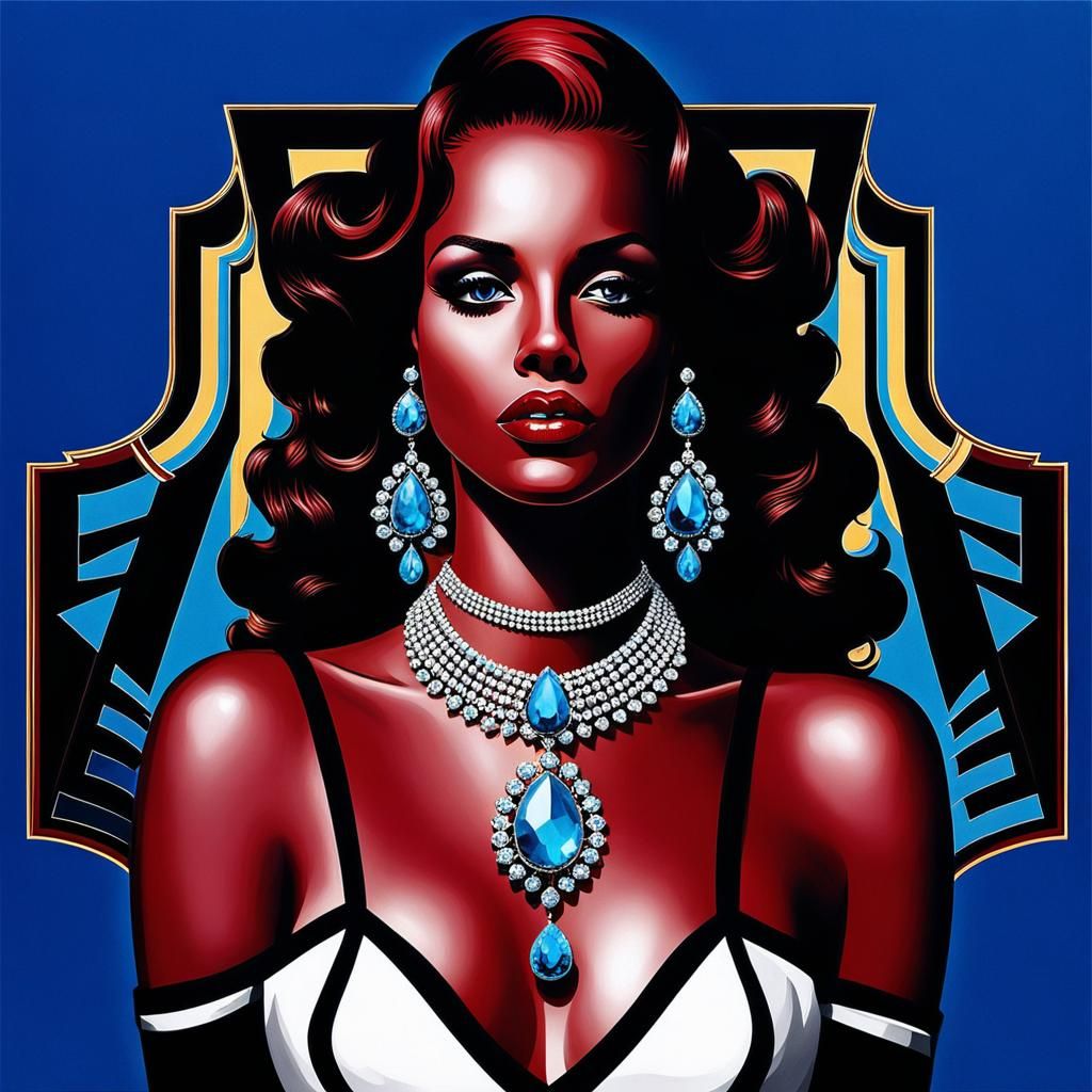 Portrait with Dark Red Earrings and Necklace