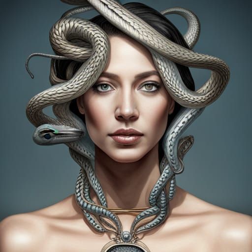 Detailed Medusa Portrait in Hyper-Realistic Fantasy Art