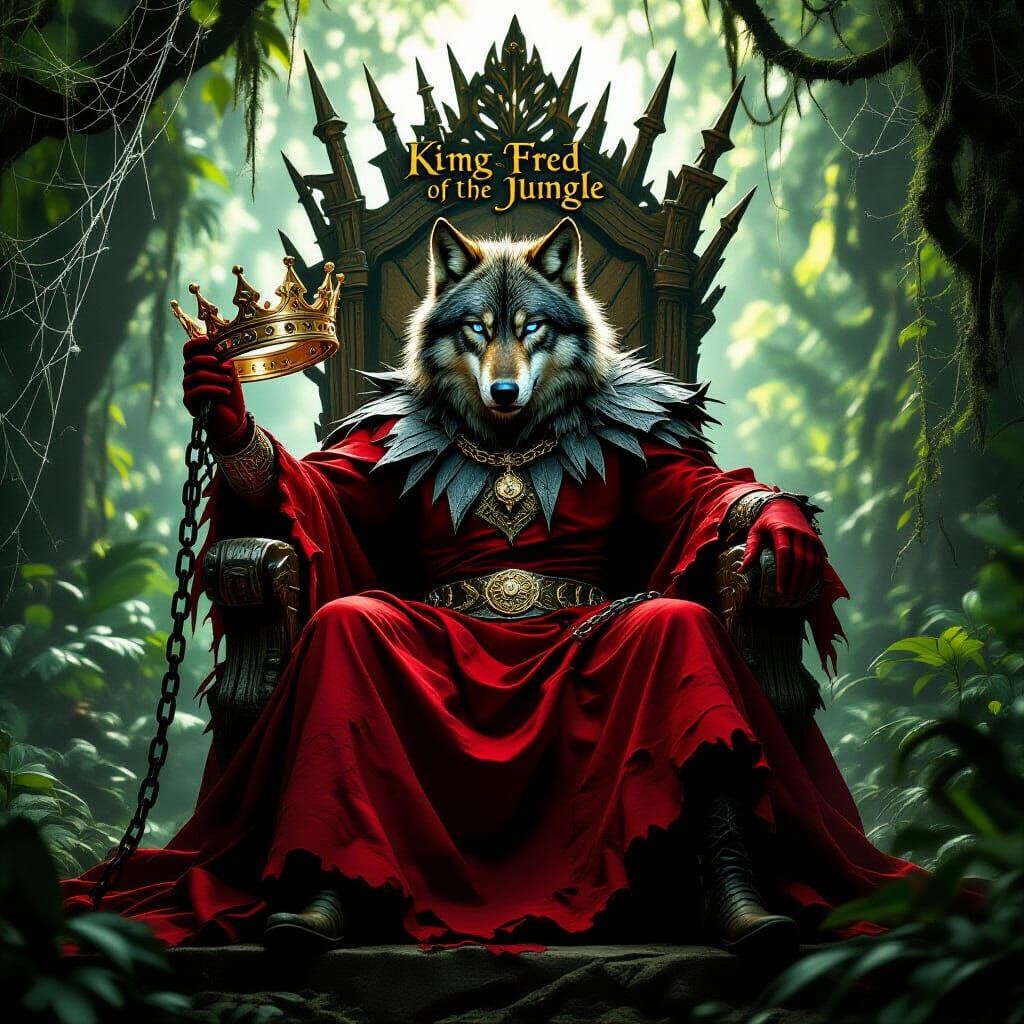 Wolf King on Spiderweb Throne with Crown