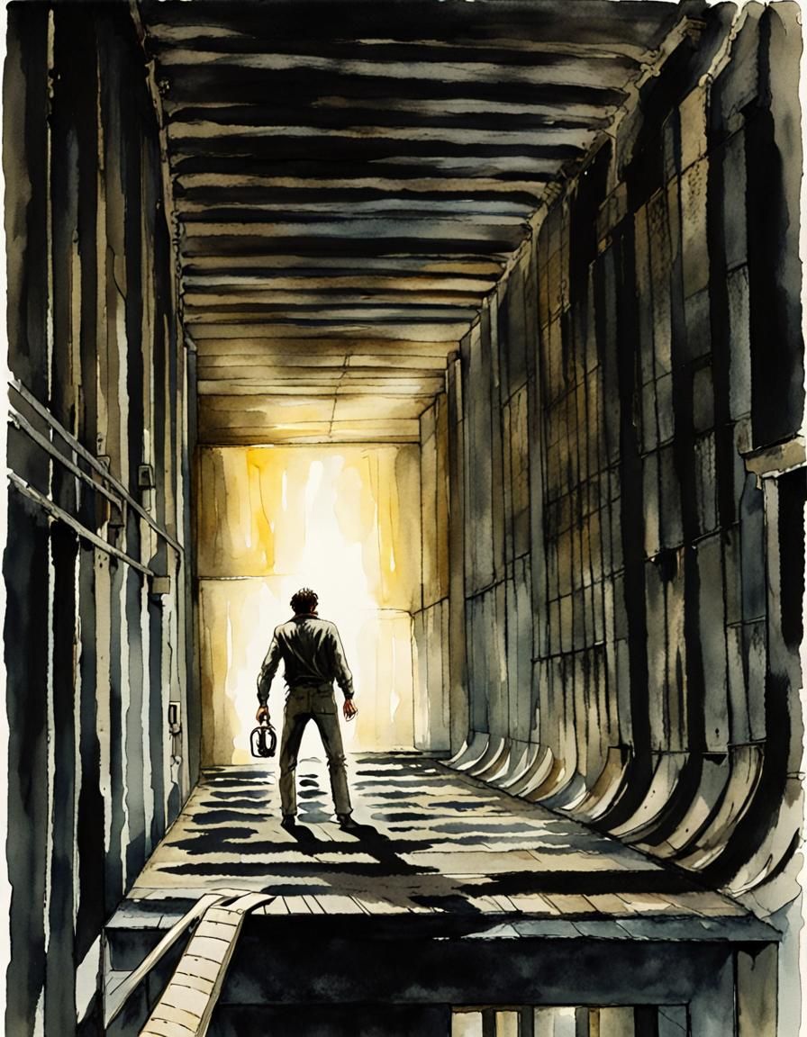 Alien World: Lone Worker in Ventilation Shaft