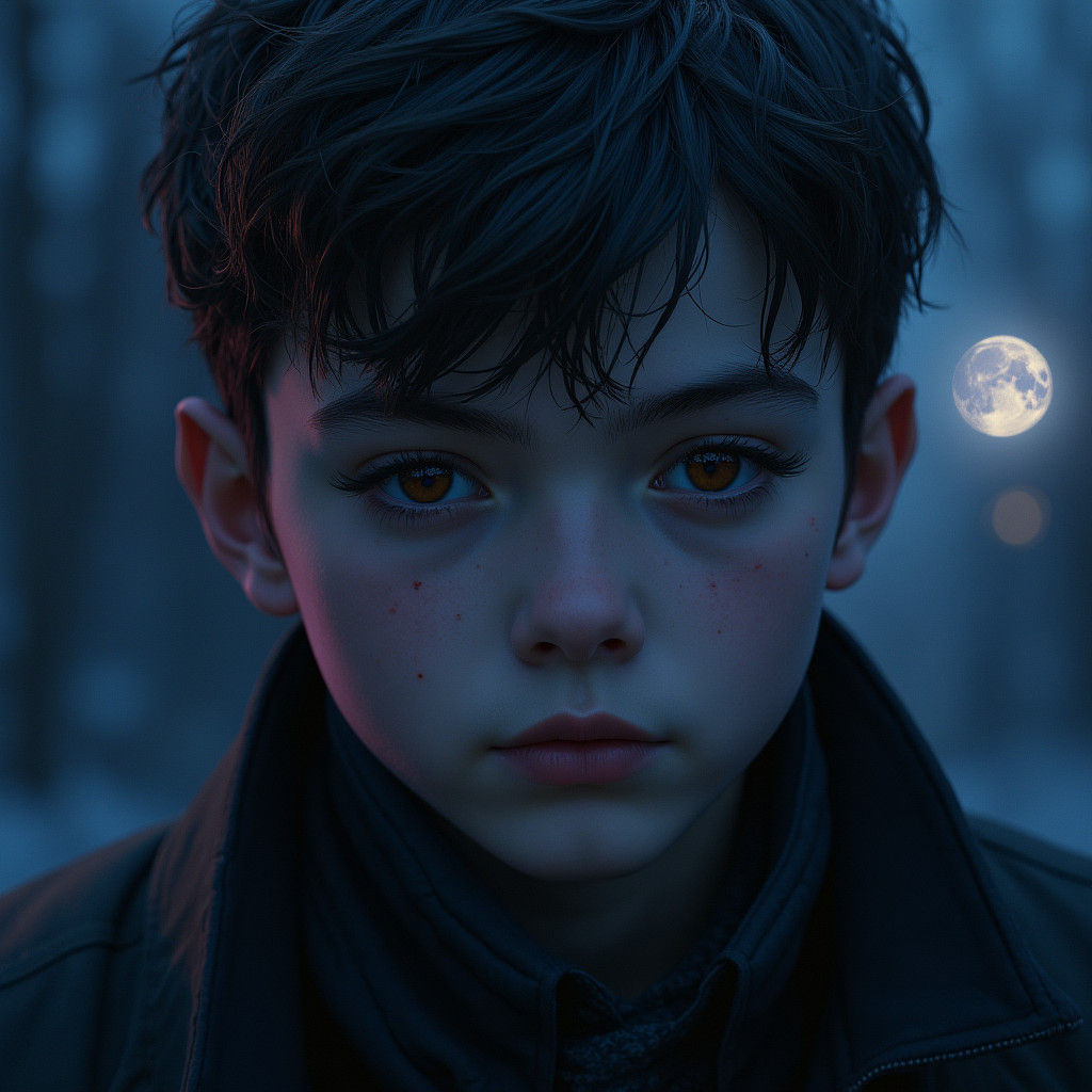 Dramatic Portrait of a Boy in Digital Art Style
