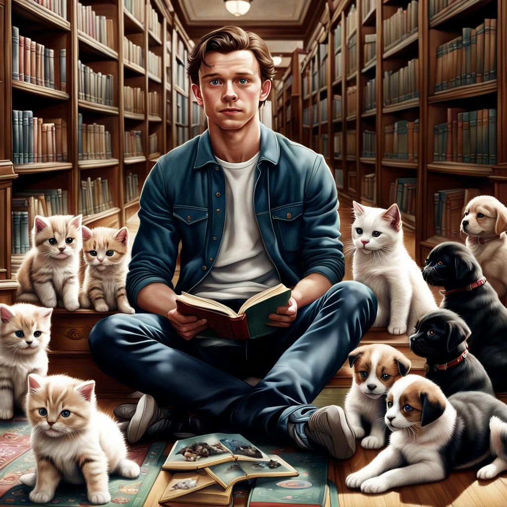 Hyperrealistic Portrait with Puppies and Kittens
