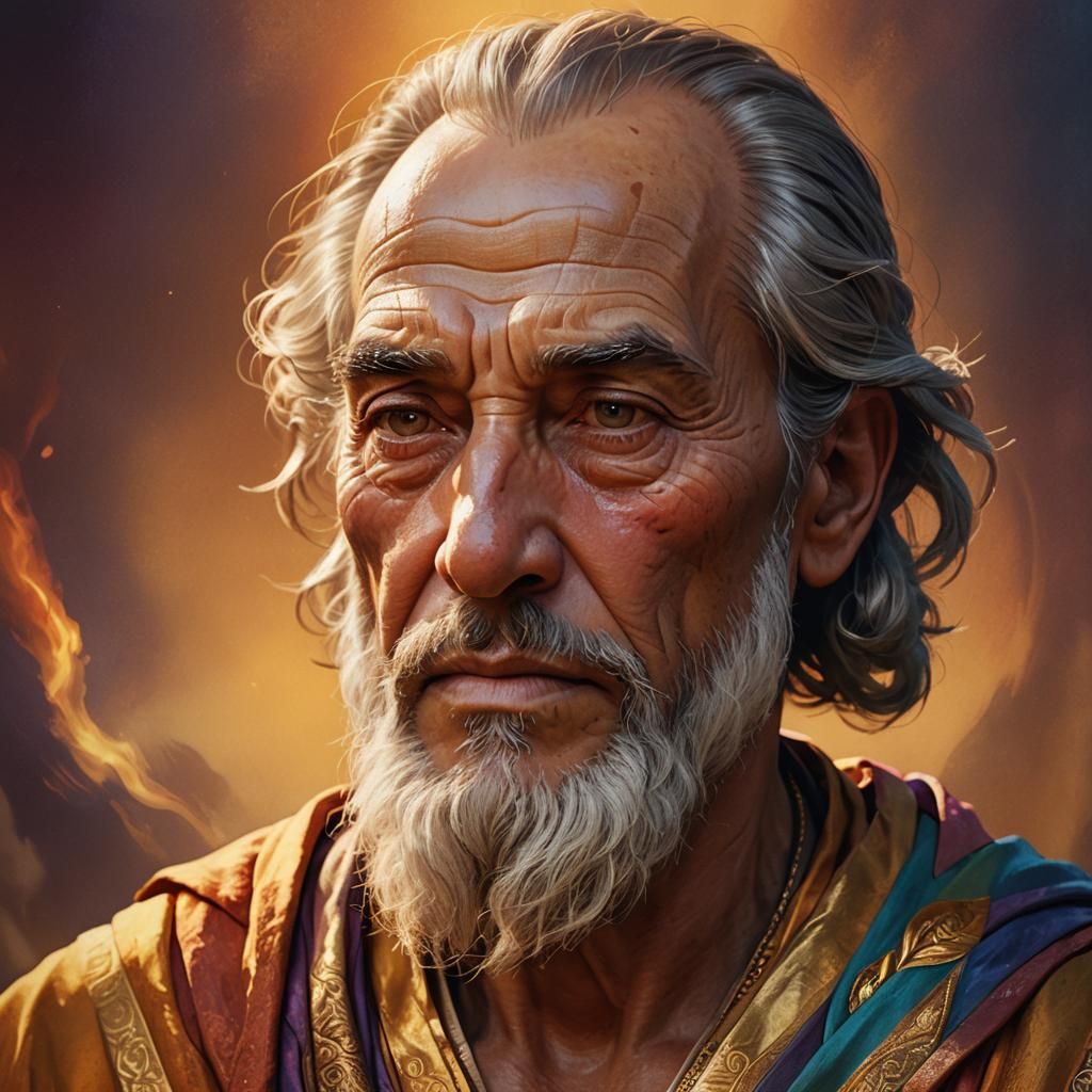 Wise Peacemaker Portrait in Hyperrealistic Oil Painting Styl...