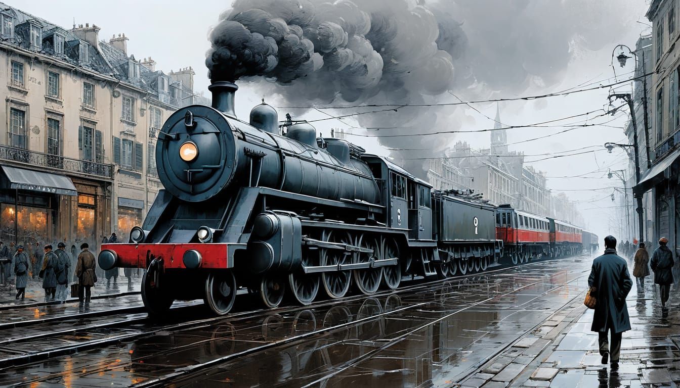 Gray Day Scene in Dynamic Comic Book Style