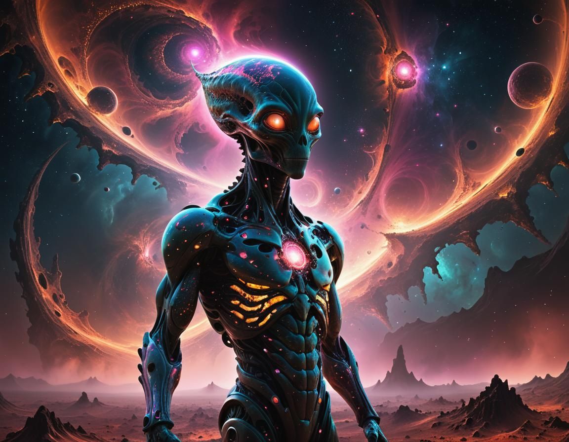 Ethereal Space Entity Made of Space Dust