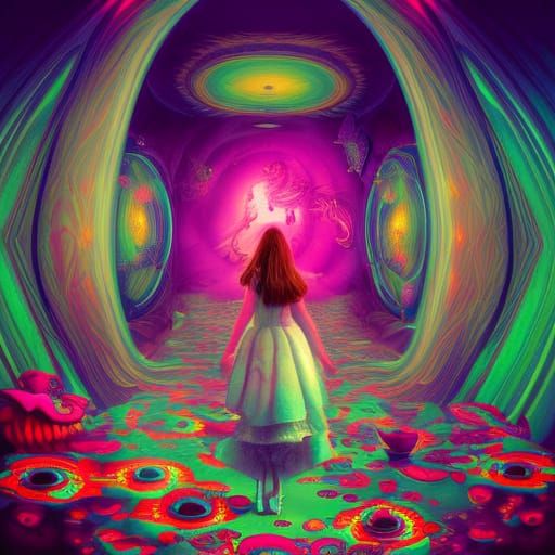 Psychedelic Alice in Wonderland Hallucination