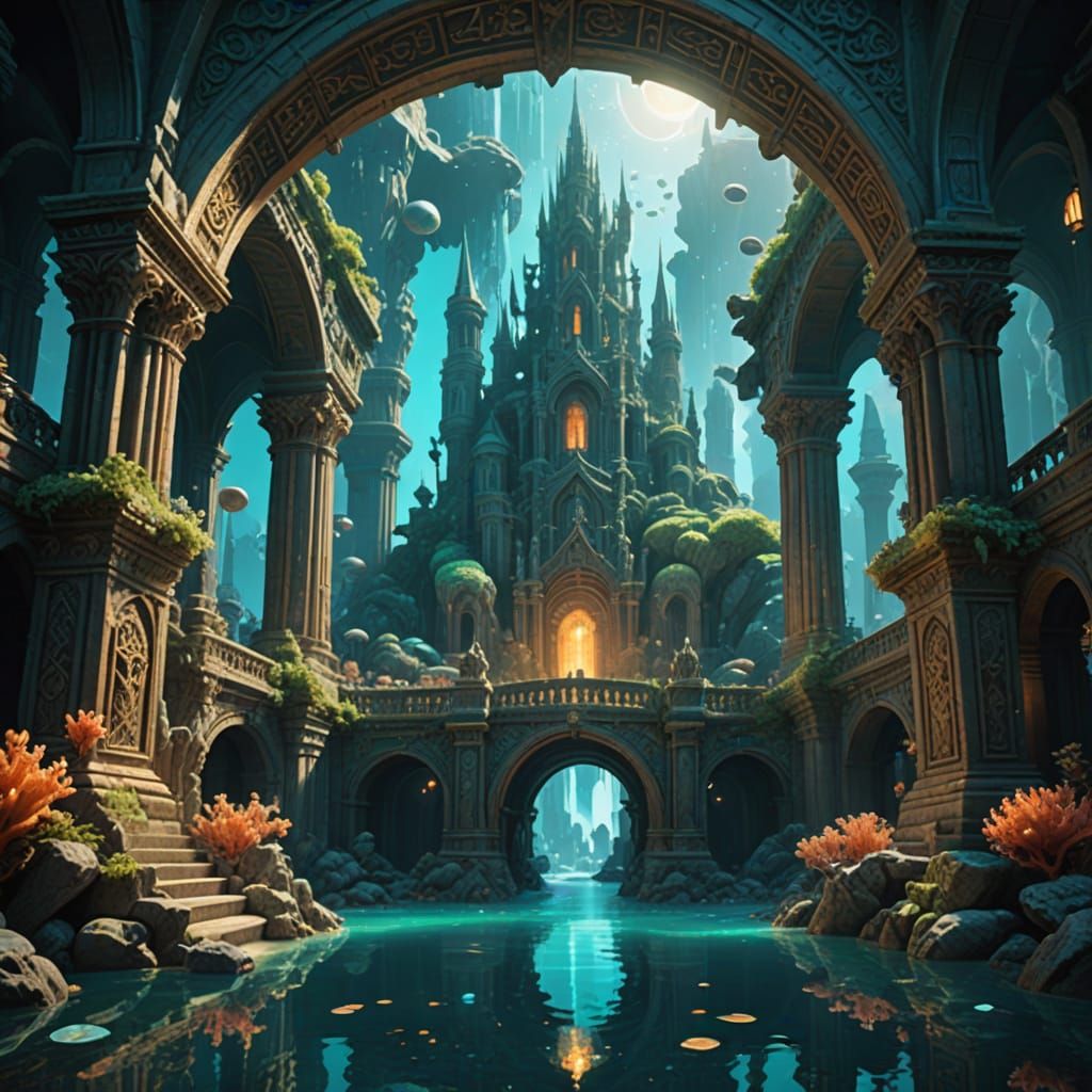 Ancient Underwater City Awakens with Golden Light