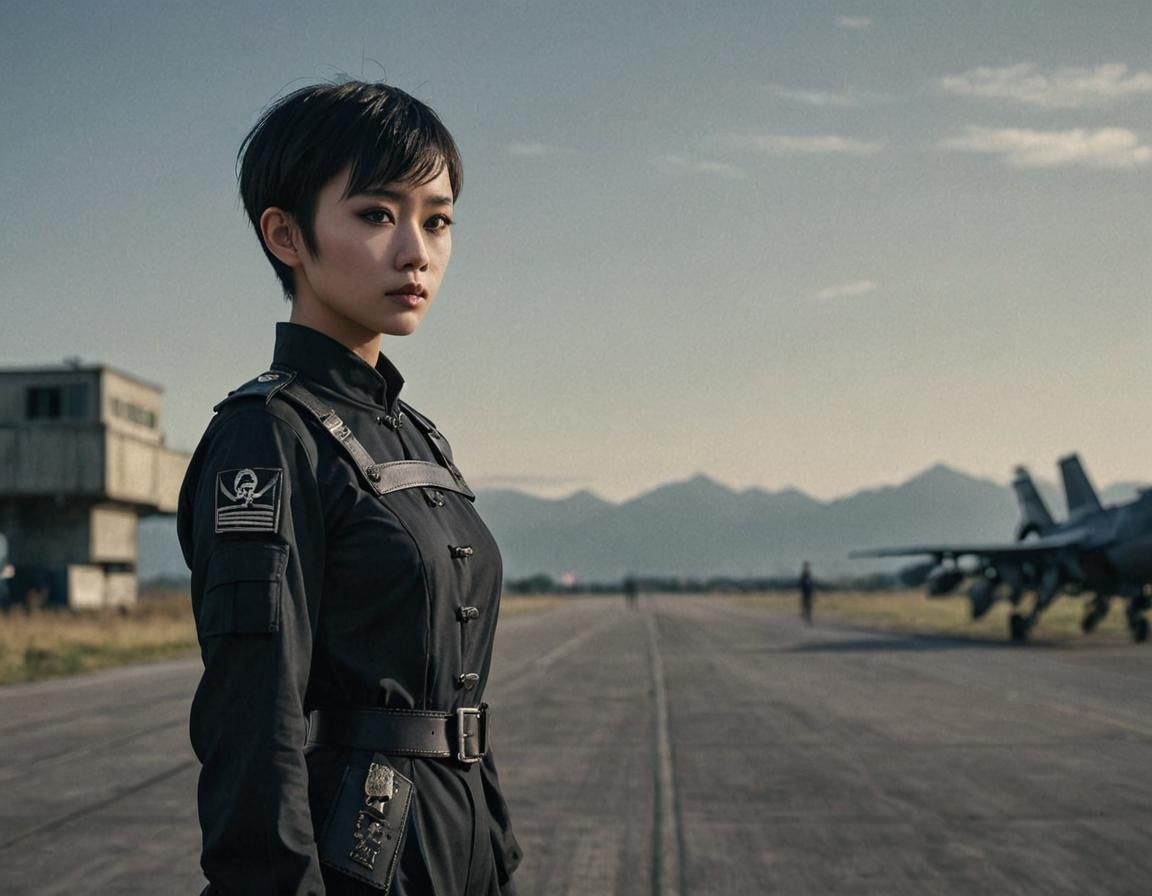 Chinese Girl in Tactical Uniform, Cinematic Still