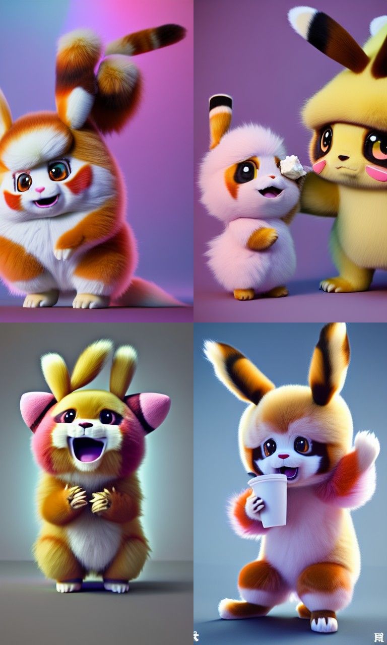 Cute Grumpy Dragon Red Panda Hybrid in 3D