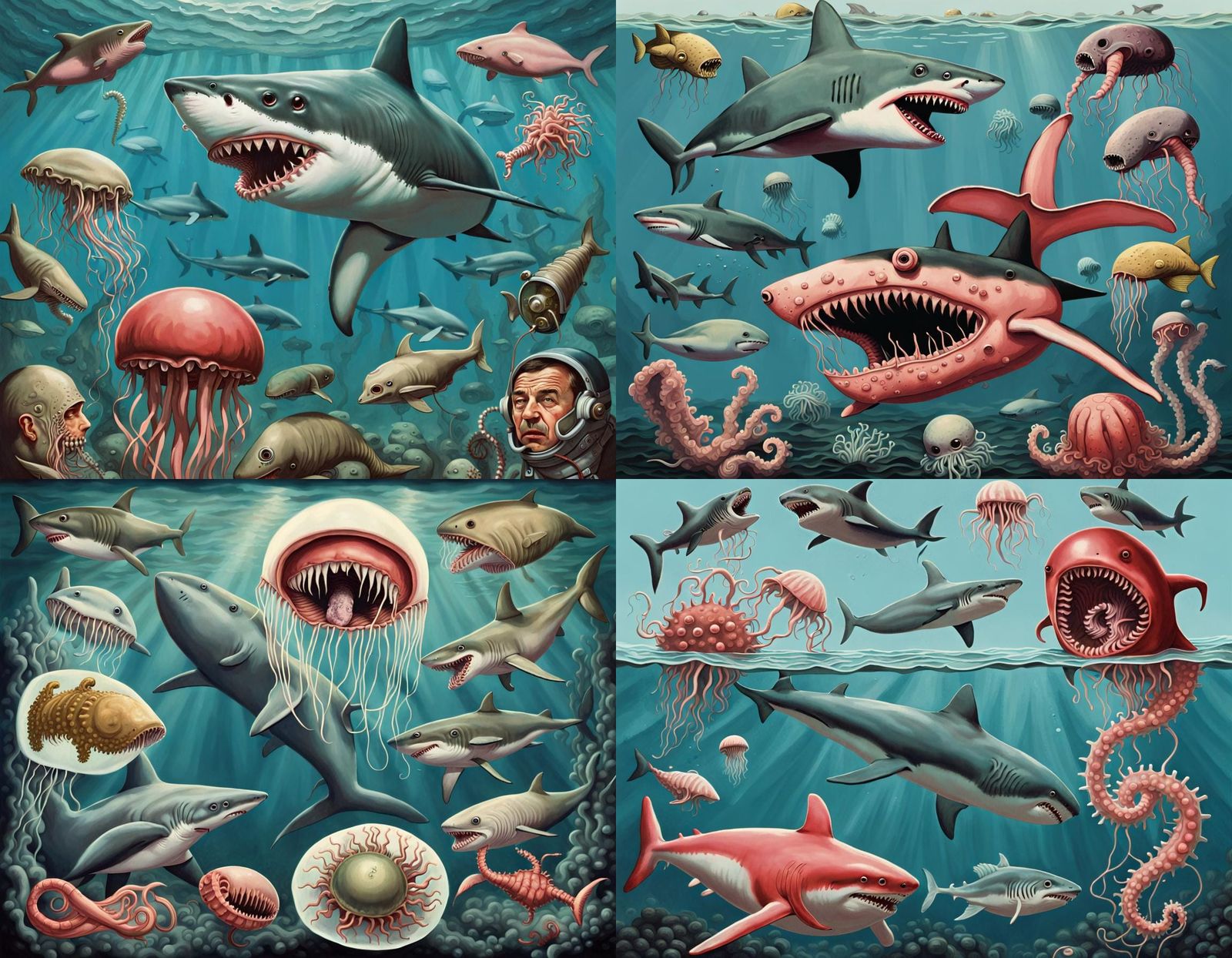 Bizarre Underwater Homunculus in Ladybird Book Style