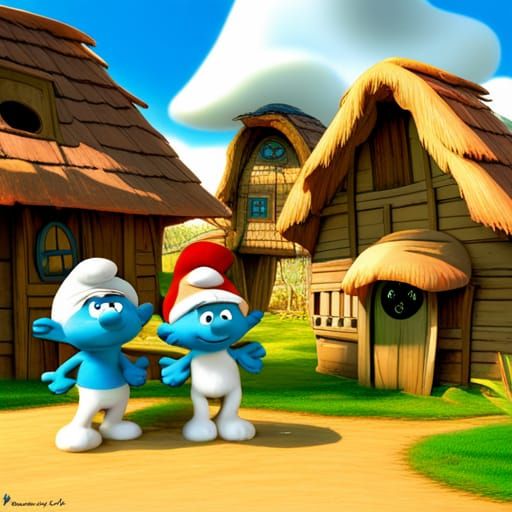 Enchanted Smurf Village in Magical Forest