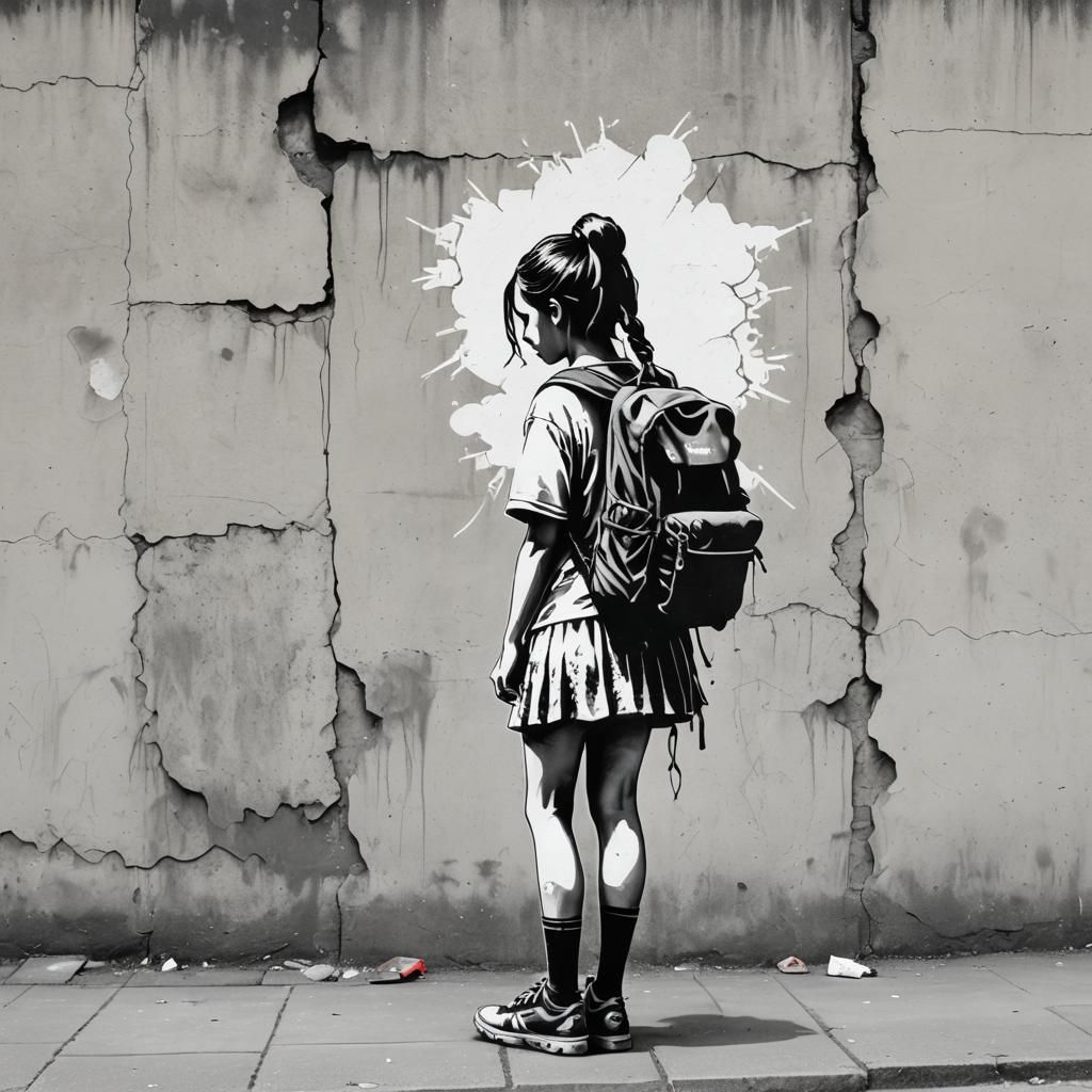 Banksy Style Graffiti: Girl Beyond the Wall