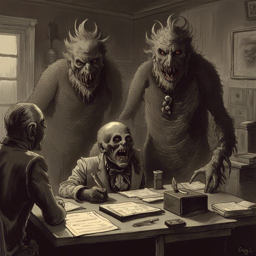 Horror Movie Monsters Work in an Office