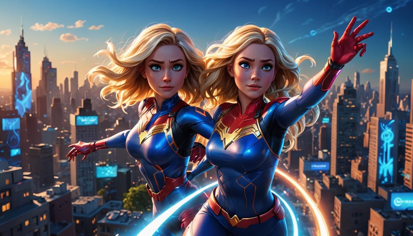 Elasti-Girl Heroic Pose in Cinematic 3D Digital Art