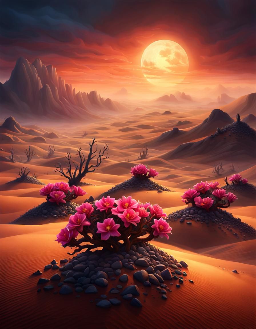Enchanting Desert Rose in a Dark Fantasy Style