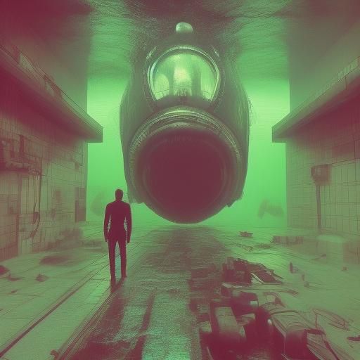 Eerie Submerged Astronaut in Liminal Horror Scene